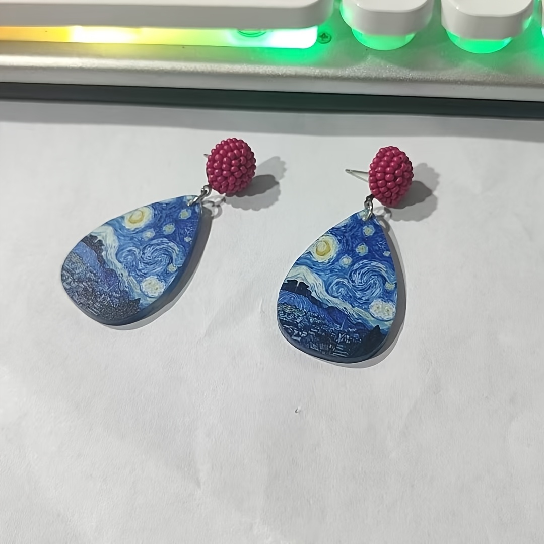 Handmade Vintage Artistic Van Gogh Starry Night Teardrop Bracelet